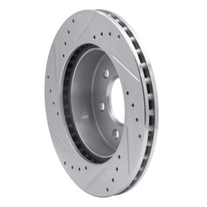 Dodge Dakota Brake Rotor (1) - Front Right - R1 Concepts - Drilled & Slotted - Silver - `97-`02